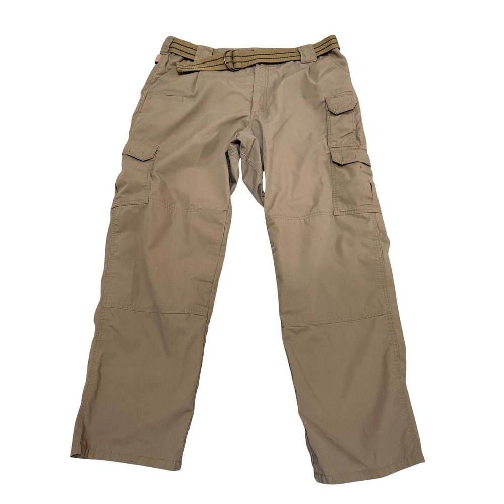 5.11 Tactical Series Mens Khaki Ripstop Cargo Pants 40x32 Workwear Belted Tan